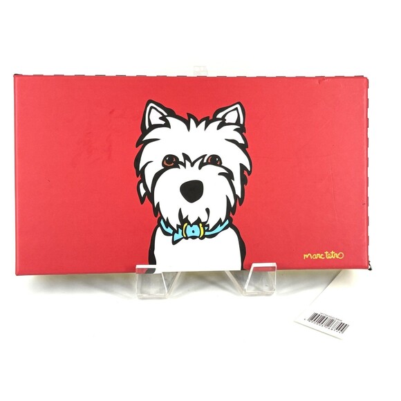 NWT Marc Tetro 8” Red With White Westie Zip Faux Leather Wallet w/Box - Picture 6 of 6
